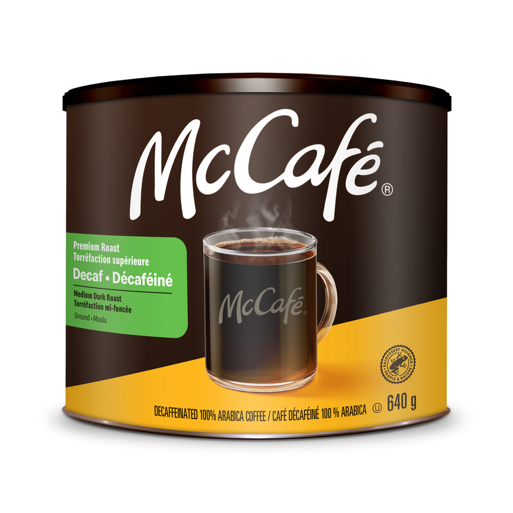 McCafé Premium Medium Dark Roast Decaf Ground Coffee Can O1