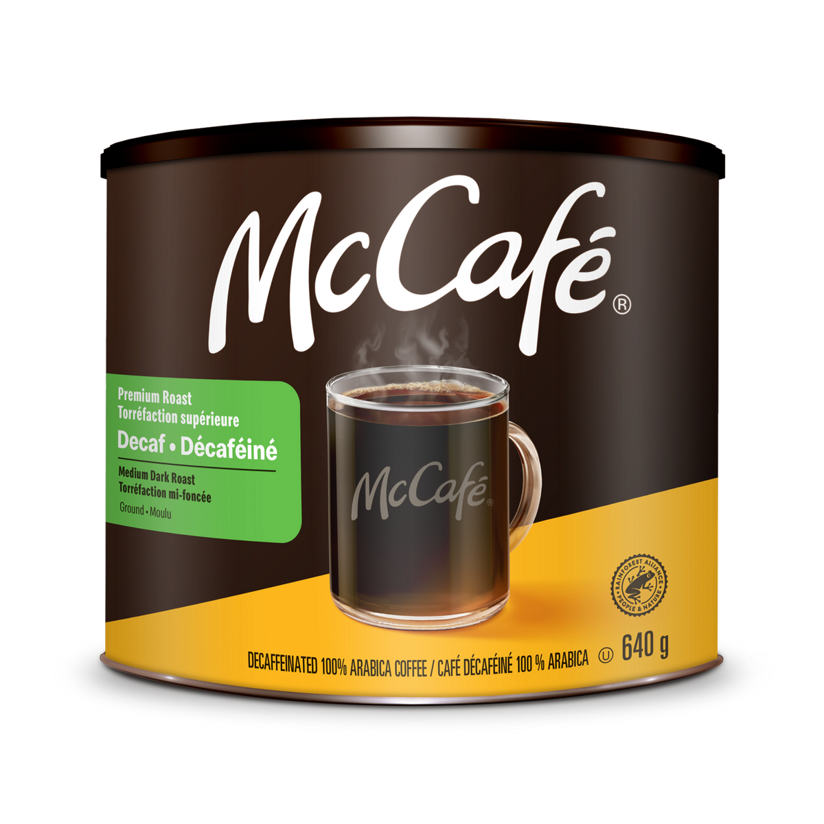 McCafé Premium Medium Dark Roast Decaf Ground Coffee Can O1