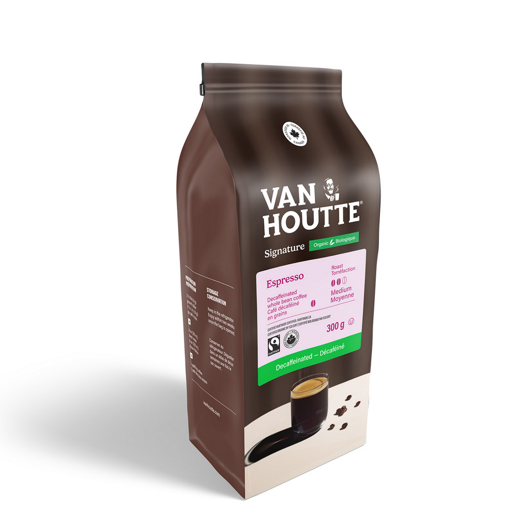 Van Houtte Espresso Decaf Organic Fairtrade Signature Collection Whole Dark Roast Beans O5