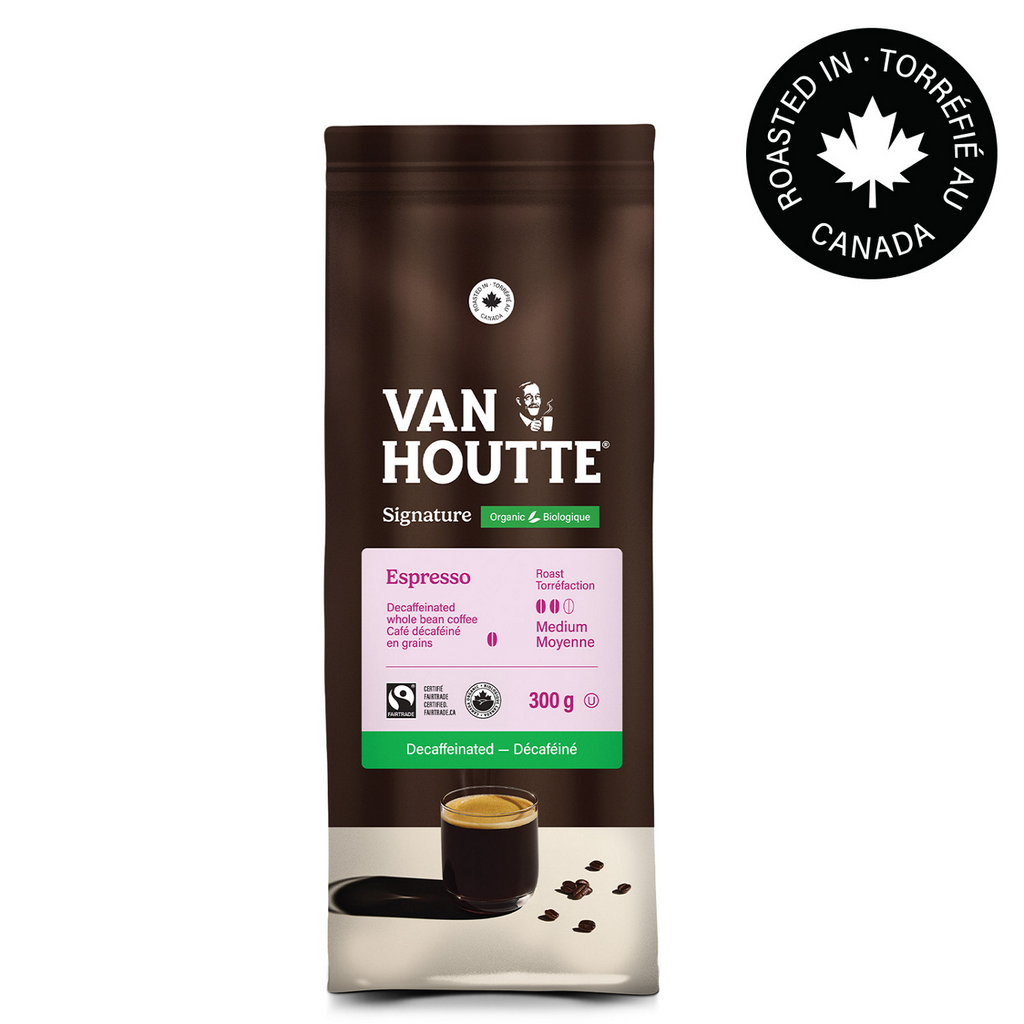 Van Houtte Espresso Decaf Organic Fairtrade Signature Collection Whole Dark Roast Beans O5