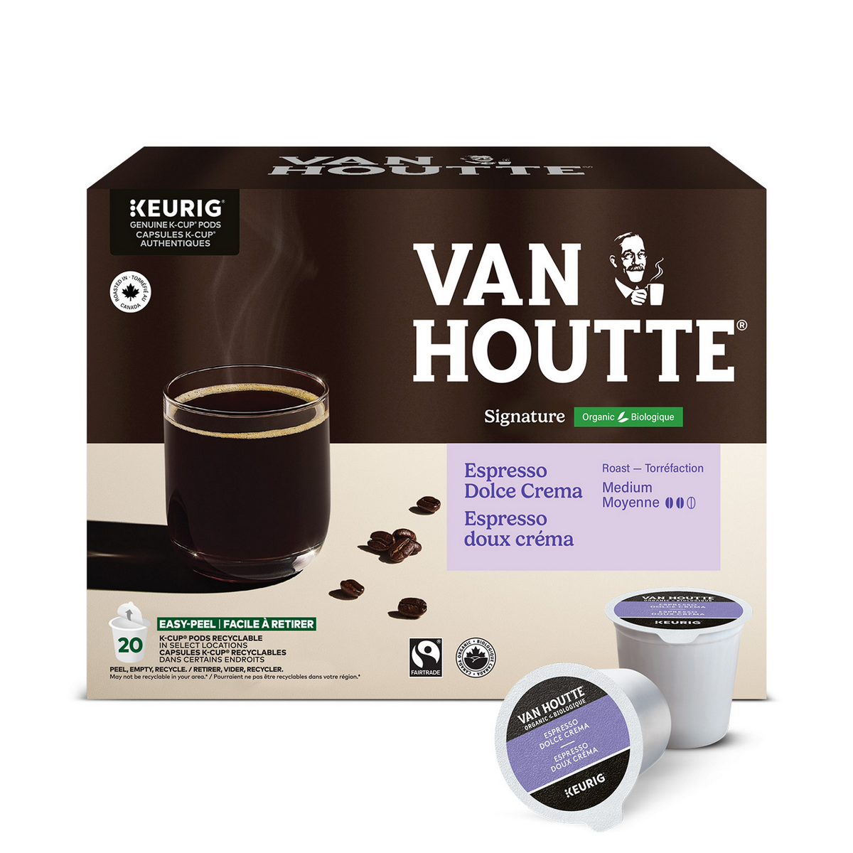 Van Houtte Espresso Dolce Crema Organic Fairtrade Medium Roast Coffee W6
