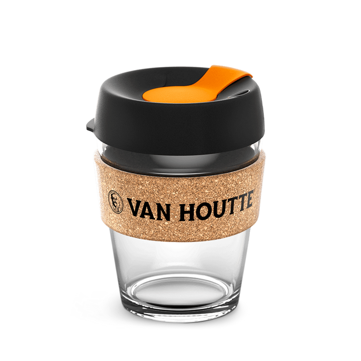 Van Houtte® cork-sleeve glass mug M3