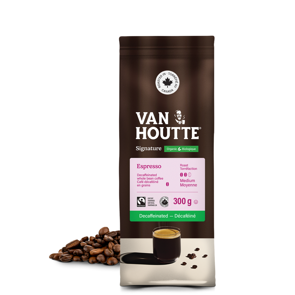 Van Houtte Espresso Decaf Organic Fairtrade Signature Collection Whole Dark Roast Beans O5